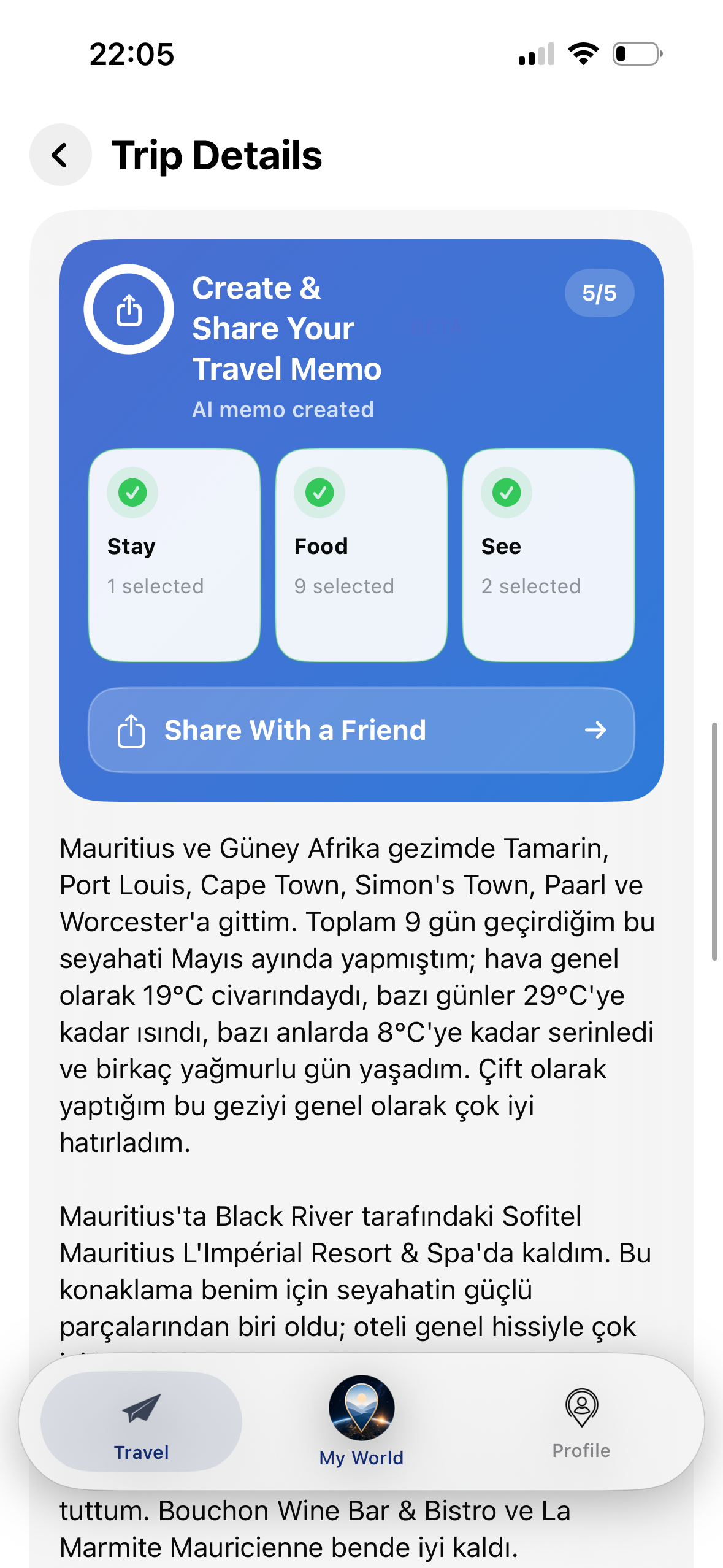 France travel memo metni ekranı
