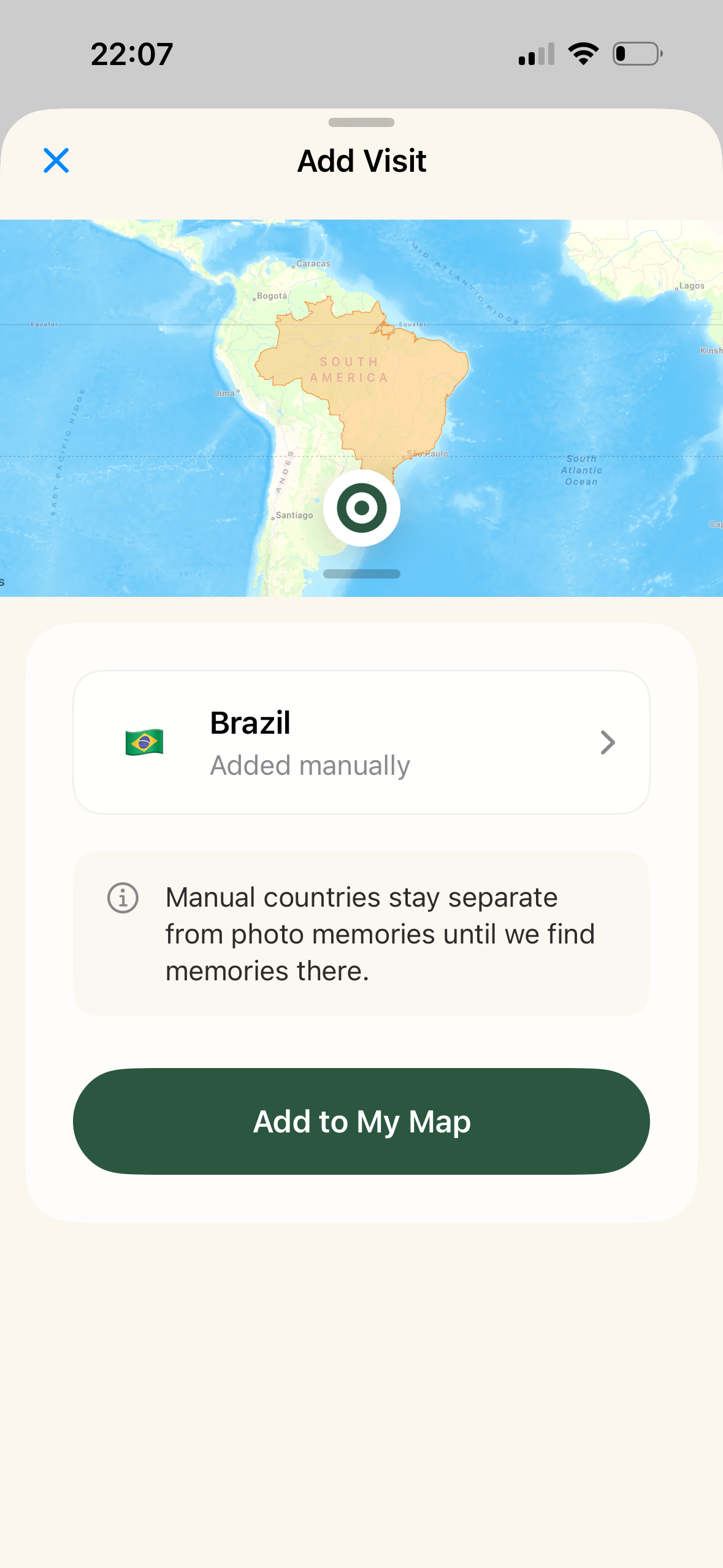 Add Visit Brazil ekranı