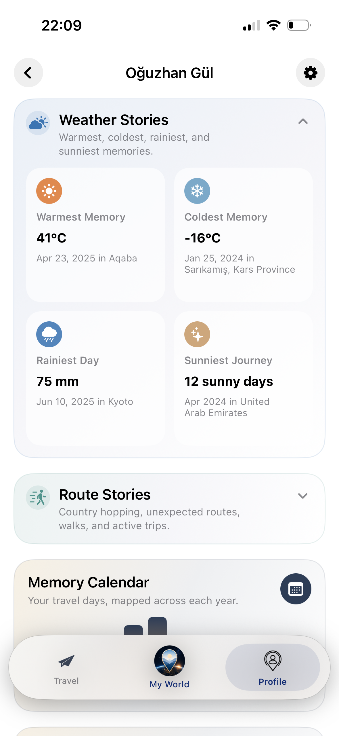 Weather Stories ekranı