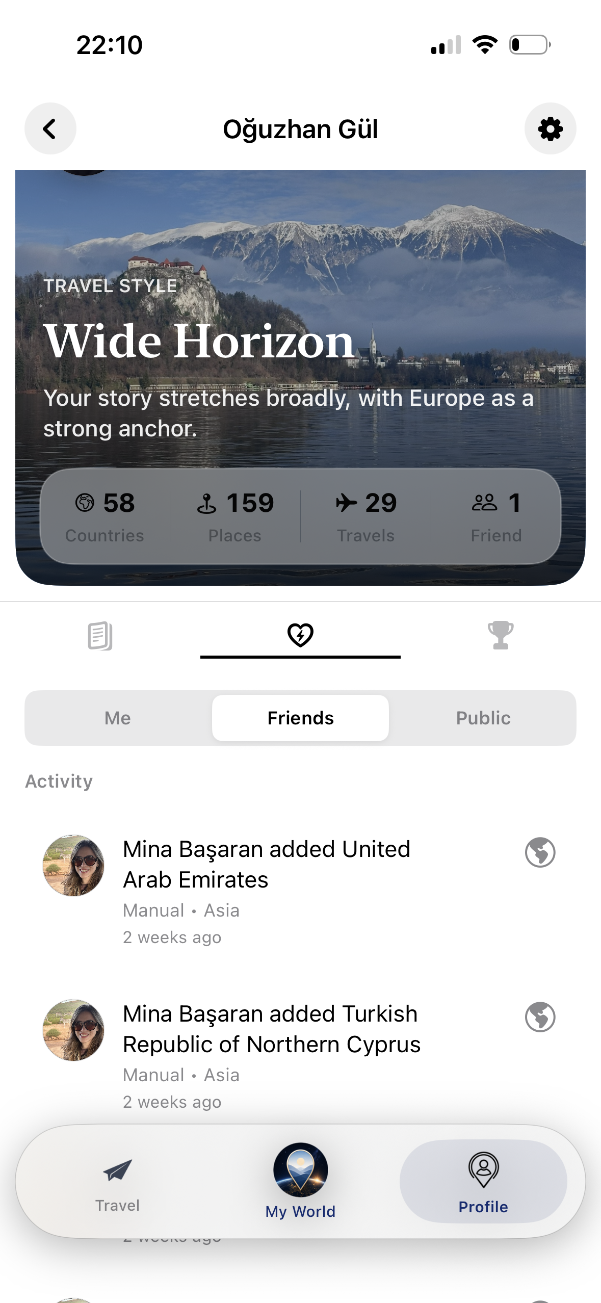 Activity feed ekranı